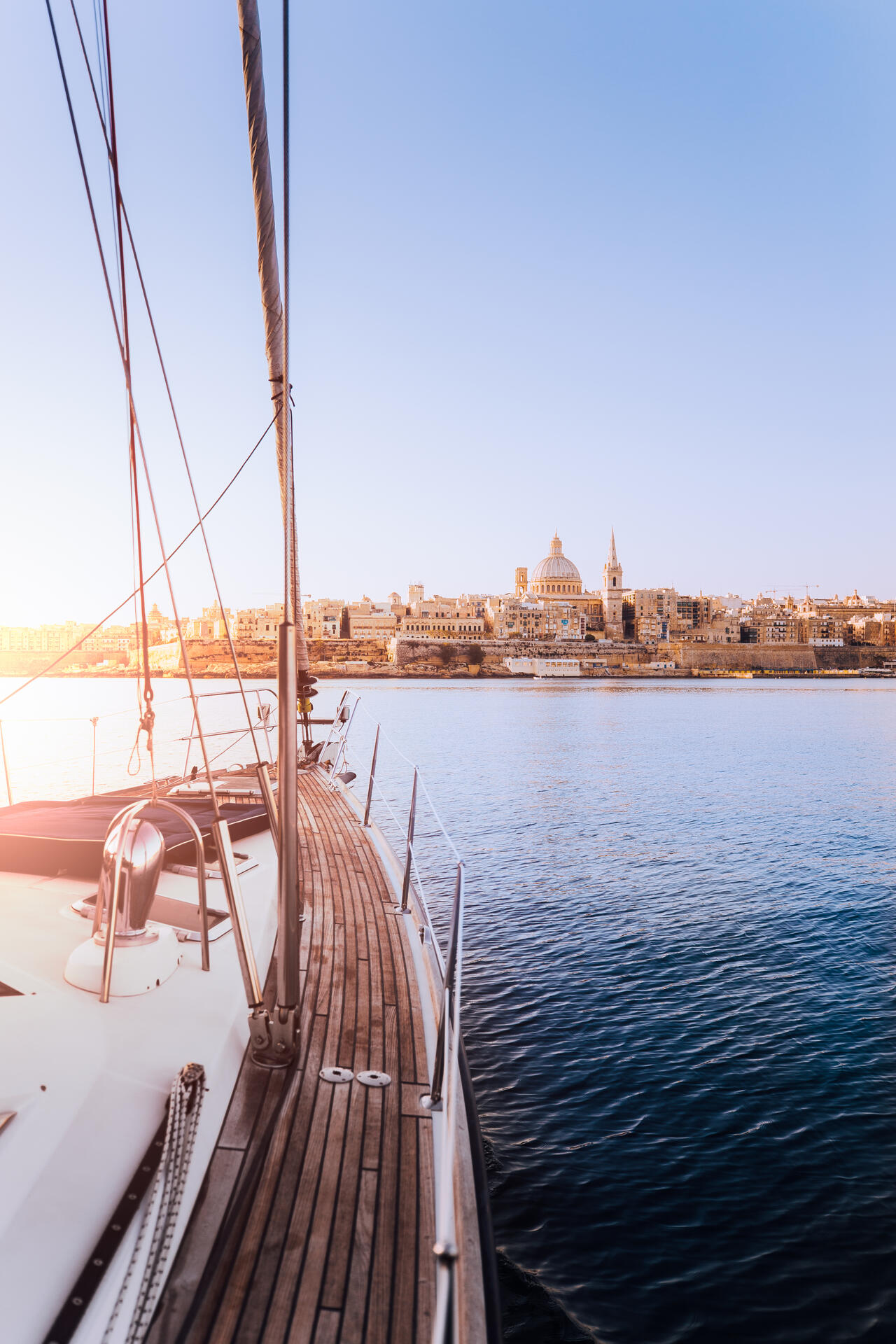Valletta Malta city walls seen from the water